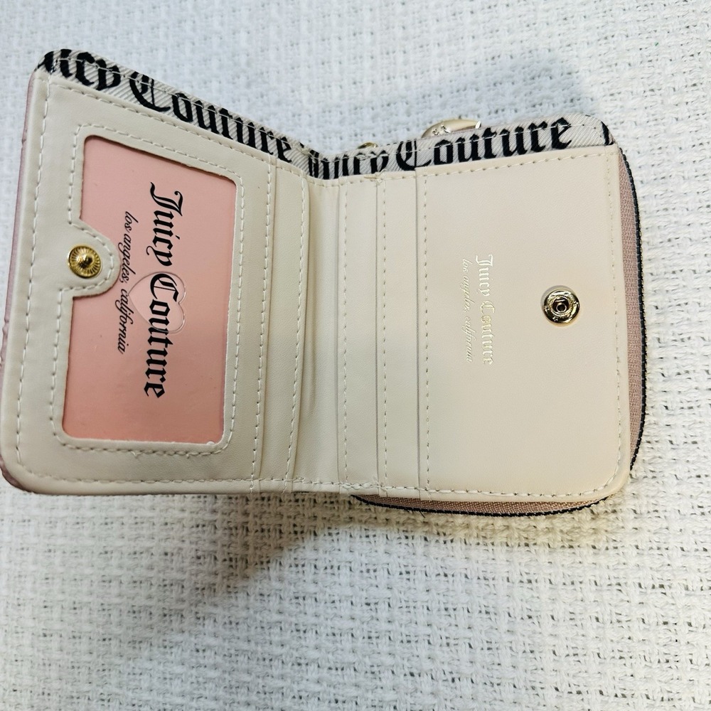 Juicy Couture Pink "Not Your Babe" Small Zip Around Wallet - Logo & Heart Charms - Picture 8 of 11